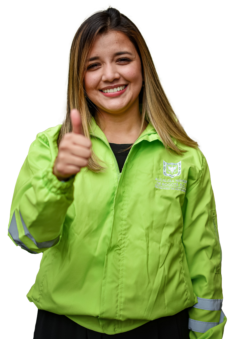 Imagen de funcionaria con el pulgar arriba