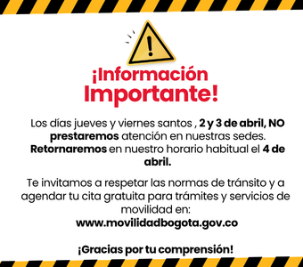 horarios de atención en Semana Santa