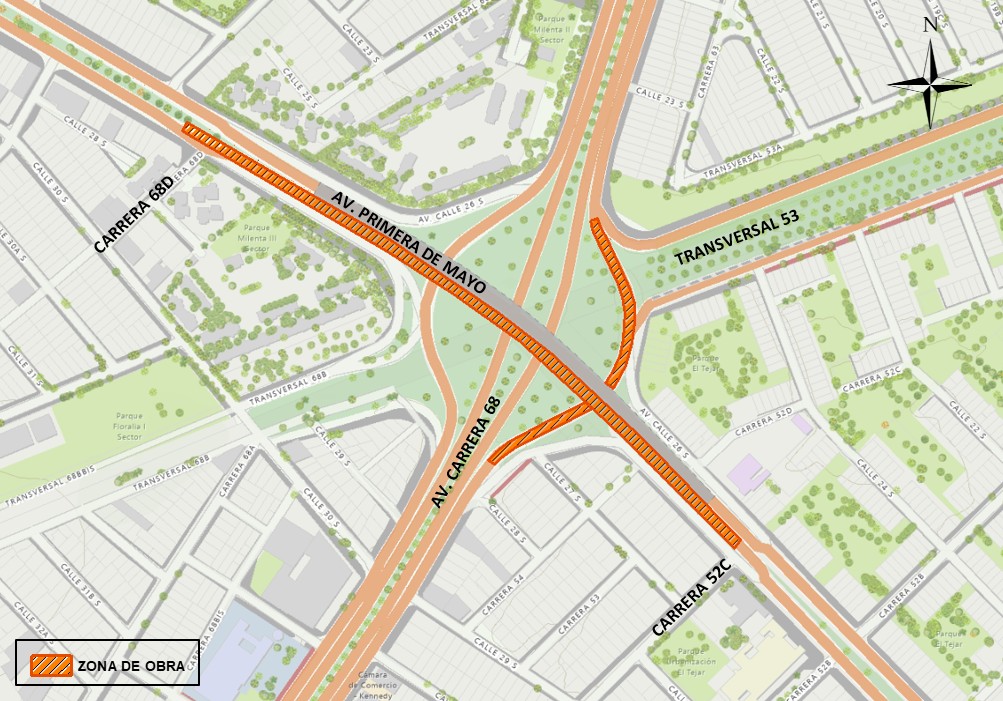 Conozca el cierre total del puente sur de la Av. Primero de Mayo con Av. Carrera 68 
