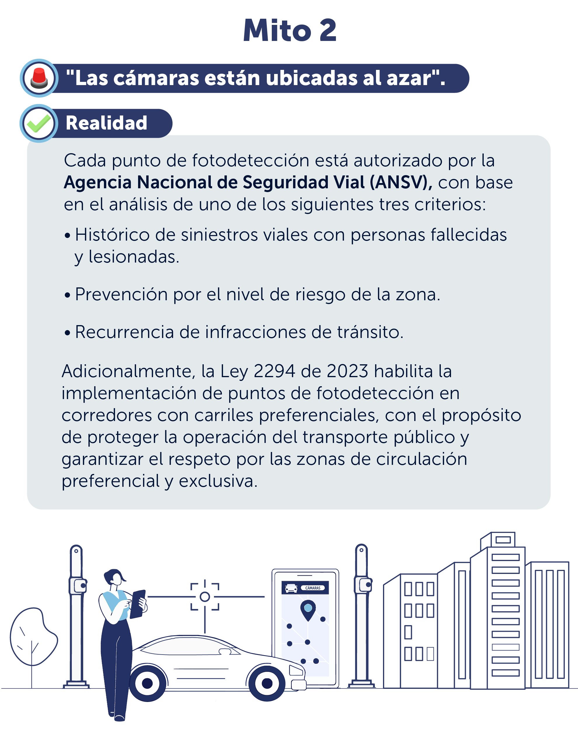 Mito 2: Las cámaras están ubicadas al azar. Realidad: cada punto está autorizado por la ANSV con criterios técnicos.