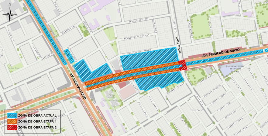 Conozca el cierre total de la Av. Primero de Mayo entre la Av. Villavicencio y la Calle 42 sur 