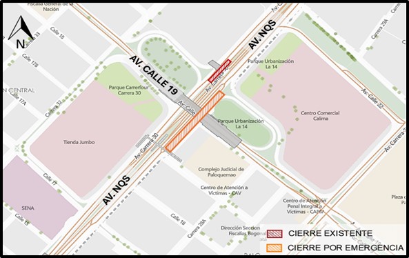 Conozca el cierre de la calzada lenta de la NQS con Av. Calle 19, en sentido Sur - Norte