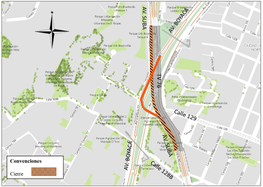  Conozca el cierre por carriles sobre el puente vehicular de la Av. Suba por Av. Boyacá y la conexión de la Av. Boyacá hacia la Av. Suba, en sentido Norte - Sur