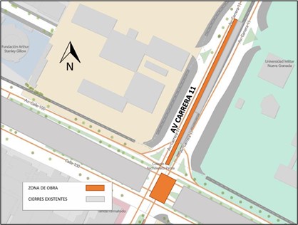 Conozca el cierre parcial de la intersección de la Av. calle 100 por carrera 11