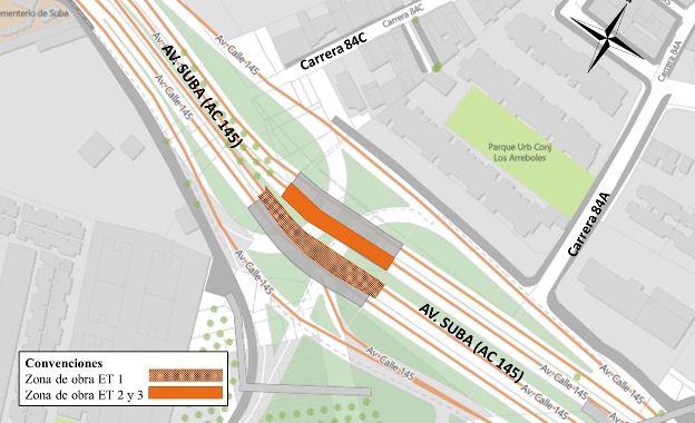 Conozca el cierre de la calzada exclusiva en ambos sentidos de la Av. Suba entre carrera 84A y carrera 84C