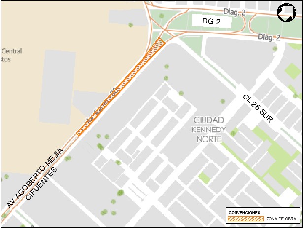 Conozca el cierre de dos carriles en ambos sentidos de la Av. Agoberto Mejía Cifuentes entre 40 metros al norte de la calzada calle 35B Sur y calle 26 Sur