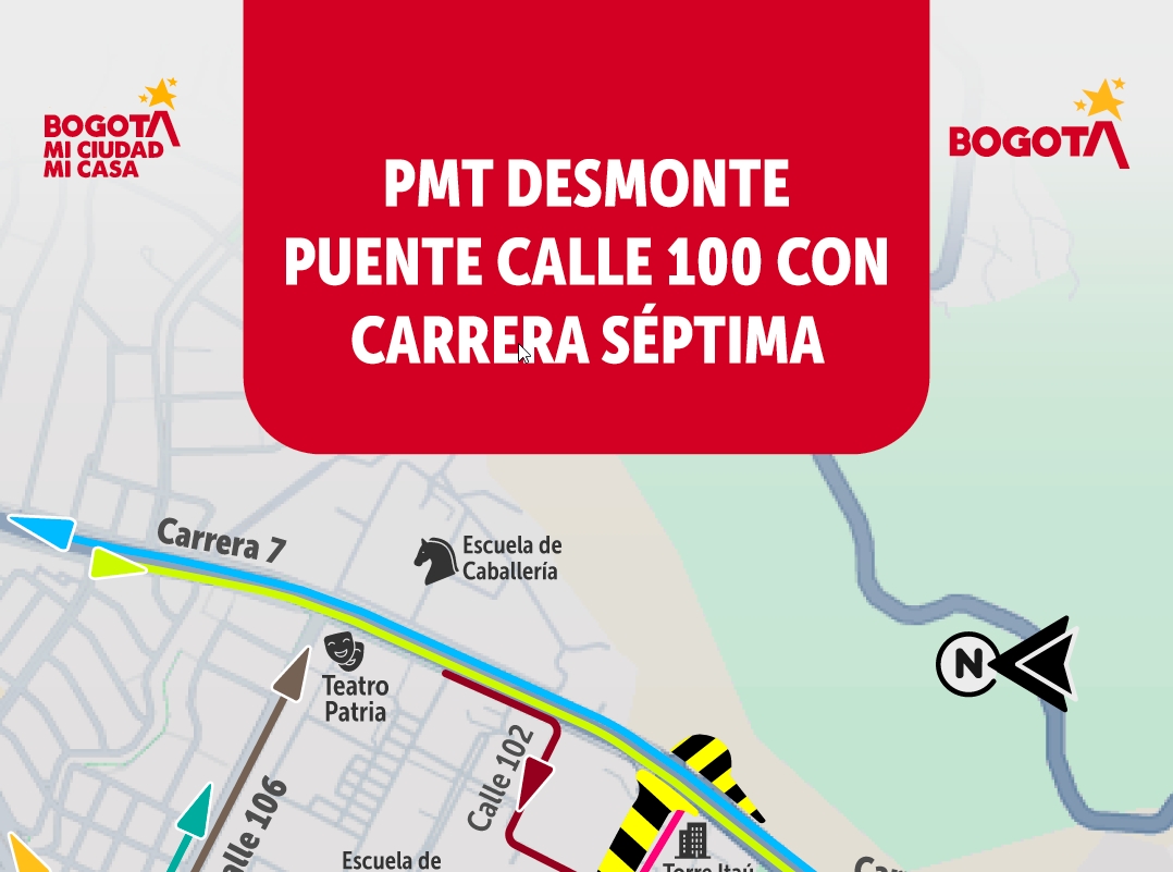 Avanzan obras en el Corredor Carrera Séptima: inicia el desmonte del puente de la calle 100, así cambia la movilidad en el sector