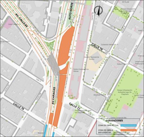 Conozca el cierre de la calzada mixta y exclusiva de la Av. Caracas entre calle 76 y Av. Calle 80