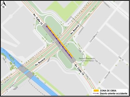 Conozca el cierre por carriles sobre el puente vehicular de la Av. Calle 13 con Av. Boyacá, en sentido Oriente - Occidente