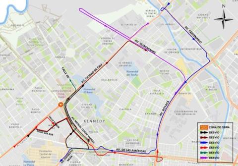 Conozca el cierre total de la calzada mixta de la intersección de la glorieta de la Av. Cali por Av. Manuel Cepeda Vargas 