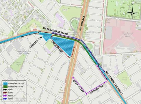 Conozca el cierre de la Av. Primero de Mayo entre calle 34 Sur y carrera 71F, en sentido Occidente - Oriente