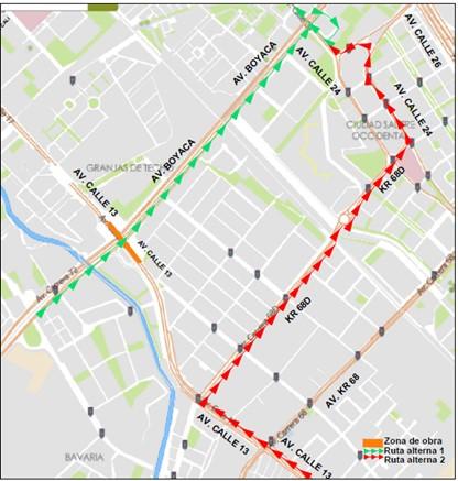 Conozca el cierre por carriles sobre el puente vehicular de la Av. Calle 13 con Av. Boyacá, en sentido Oriente - Occidente