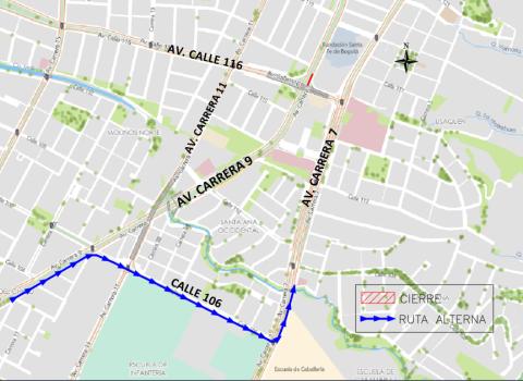 Conozca el cierre de un carril en la Av. Carrera 9 entre Av. Calle 116 y calle 117A, en sentido Sur - Norte