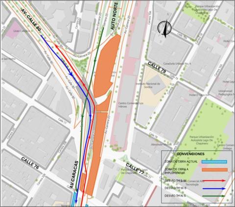 Conozca el cierre de la calzada mixta y exclusiva de la Av. Caracas entre calle 76 y Av. Calle 80