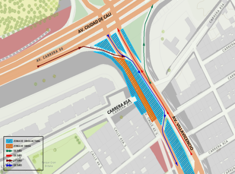 Conozca el cierre total de calzada sur de la Av. Villavicencio con Carrera 85A 