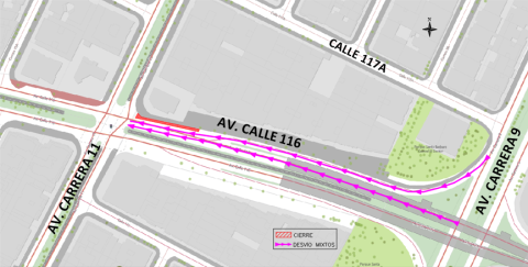  Conozca el cierre de un carril de la Av. Calle 116 por Av. Carrera 11, en sentido Oriente - Occidente