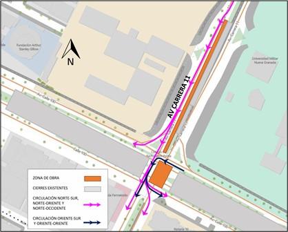 Conozca el cierre parcial de la intersección de la Av. calle 100 por carrera 11