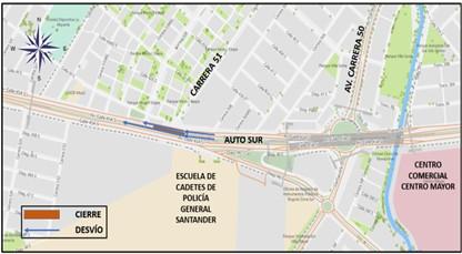 Conozca el cierre de un carril en sentido Oriente - Occidente Bogotá - Soacha de la Autopista Sur carrera 51
