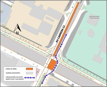 Conozca el cierre parcial de la intersección de la Av. calle 100 por carrera 11