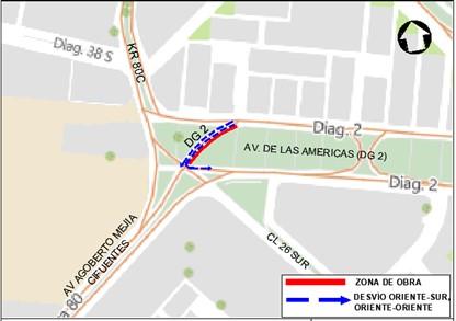  Conozca el cierre de un carril de la conectante oriente – sur de la Av. Américas con Av. Agoberto Mejía 