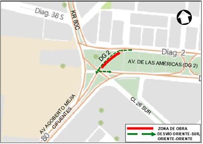  Conozca el cierre de un carril de la conectante oriente – sur de la Av. Américas con Av. Agoberto Mejía 