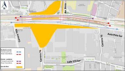 Conozca el cierre de un carril en sentido Soacha - Bogotá de la autopista Sur entre la carrera 76A y Av. Bosa