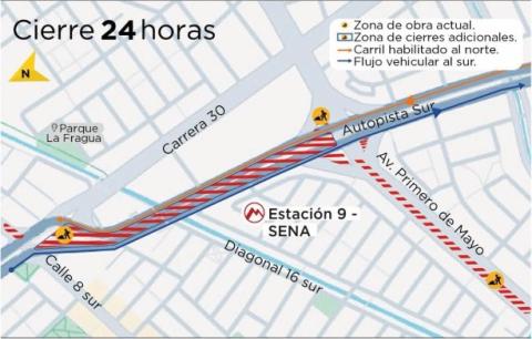 ¡Atención conductores! Desde el 22 junio habrá cambios en la Autopista Sur, entre la av. Primero de Mayo y la calle 8 sur, por obras de la Línea 1 del Metro
