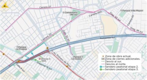 ¡Atención conductores! Desde el 22 junio habrá cambios en la Autopista Sur, entre la av. Primero de Mayo y la calle 8 sur, por obras de la Línea 1 del Metro