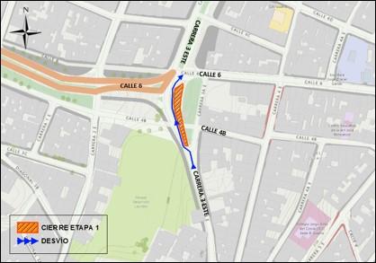 Conozca el cierre por carriles de la carrera 3 este entre calles 6 y 4B en ambos sentidos
