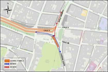 Conozca el cierre por carriles de la carrera 3 este entre calles 6 y 4B en ambos sentidos