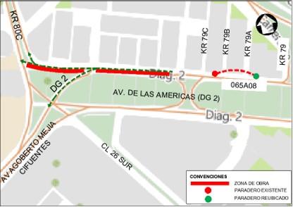 Conozca el cierre de un carril sentido oriente -occidente de la Av. Américas entre la carrera 79C bis y Av. Agoberto Mejia 