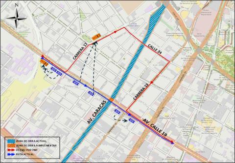 Conozca el cierre total de la Av. Calle 19 con Av. Caracas 