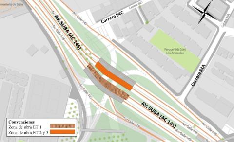 Conozca el cierre de la calzada exclusiva en ambos sentidos de la Av. Suba entre carrera 84A y carrera 84C