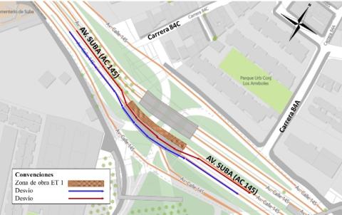 Conozca el cierre de la calzada exclusiva en ambos sentidos de la Av. Suba entre carrera 84A y carrera 84C