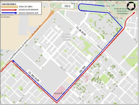 Conozca el cierre de dos carriles en ambos sentidos de la Av. Agoberto Mejía Cifuentes entre 40 metros al norte de la calzada calle 35B Sur y calle 26 Sur