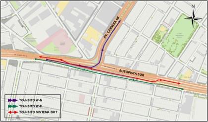 Conozca el cierre total de carriles BRT en ambos sentidos en la zona del deprimido - Autopista Sur por carrera 68