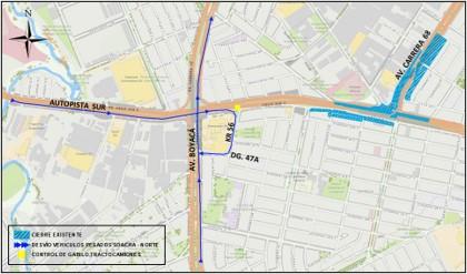 Conozca el cierre total de carriles BRT en ambos sentidos en la zona del deprimido - Autopista Sur por carrera 68