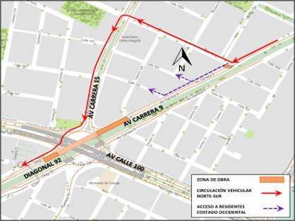 Conozca el cierre total de la calzada en ambos sentidos de la Av. carrera 9 por av. calle 100
