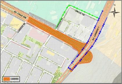 Conozca el cierre total del puente vehicular y conexiones de la Av. carrera 7 con Av. con Av.calle 100