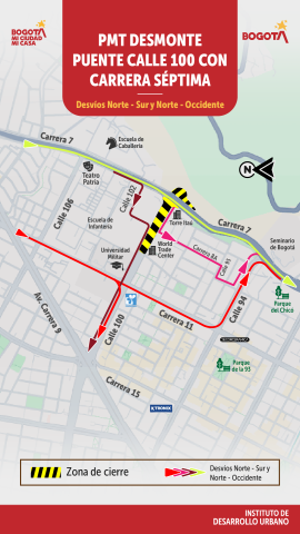 Avanzan obras en el Corredor Carrera Séptima: inicia el desmonte del puente de la calle 100, así cambia la movilidad en el sector