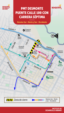 Avanzan obras en el Corredor Carrera Séptima: inicia el desmonte del puente de la calle 100, así cambia la movilidad en el sector