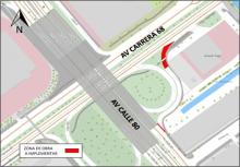 Cierre de la conectante Oriente - Norte de la Av. calle 80 por Av. carrera 68