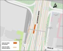 Conozca el cierre de un carril sentido norte-sur de la calzada rápida de la autopista Norte por calle 97