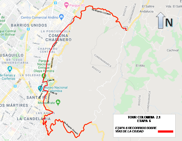 Mapa 1 – Etapa 6 Tour Colombia 2.1