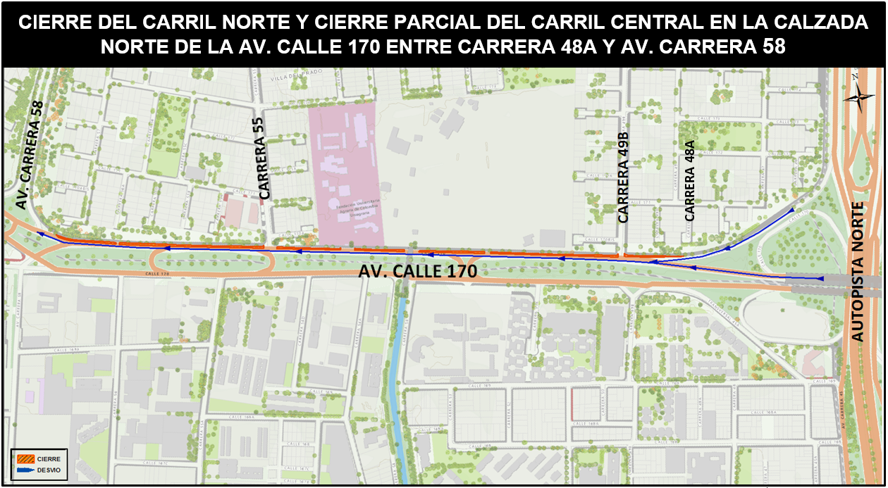 Mapa 2. Carriles habilitados en la calzada norte para el tránsito de vehículos de transporte público y particulares.png
