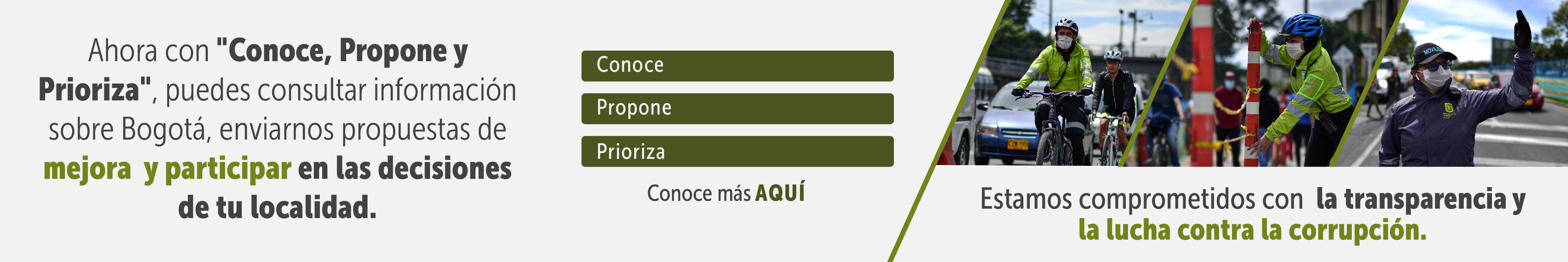Aquí puede acceder a la información clave sibre Bogotá, Conoce, Propone y Prioriza